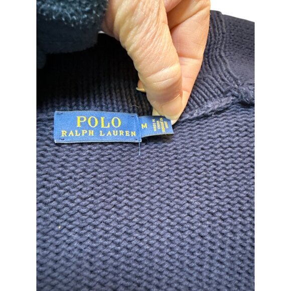 Polo Ralph Lauren Navy Blue Cardigan Sweater Anchor Logo Patch Mens Sz M EUC - Picture 6 of 9